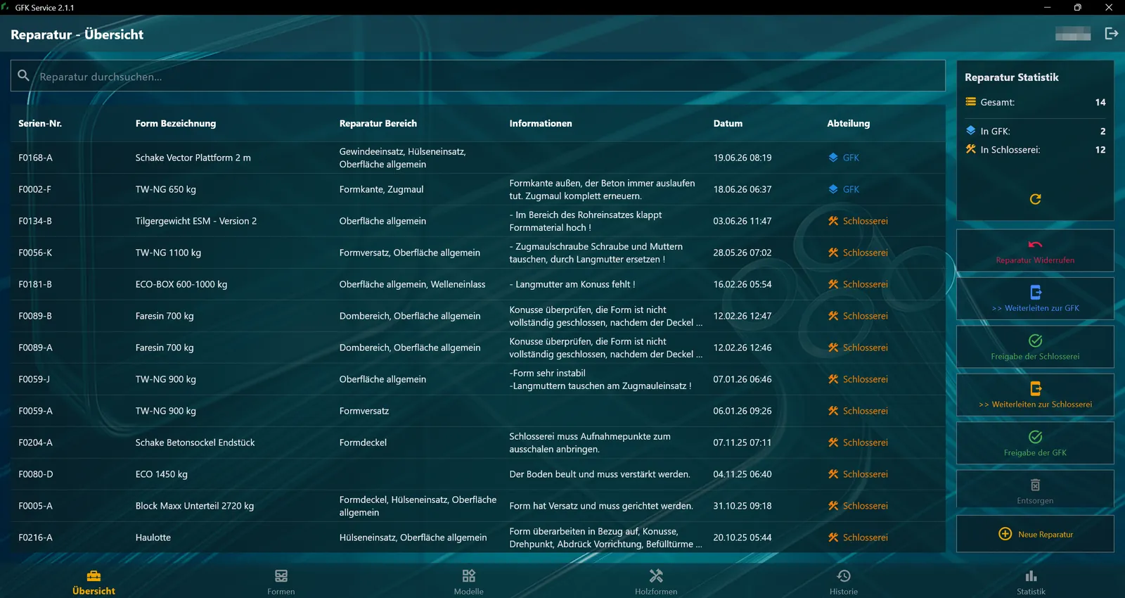 GFK-Service – Bildschirmansicht 1